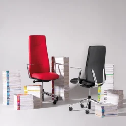 Sedia da ufficio girevole Ikon 1 in pelle nera*Real Piel New