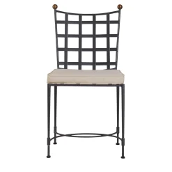 Sedia in ferro battuto con cuscino a trama incrociata*DMG Fiesole Best