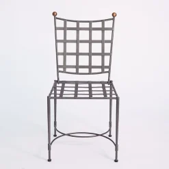 Sedia in ferro battuto con cuscino a trama incrociata*DMG Fiesole Best