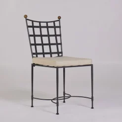 Sedia in ferro battuto con cuscino a trama incrociata*DMG Fiesole Best