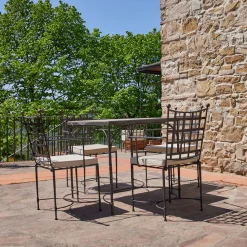 Sedia in ferro battuto con cuscino a trama incrociata*DMG Fiesole Best