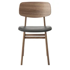 Sedia in legno di noce marrone Sila con sedile in pelle*Durame