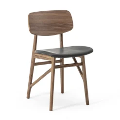 Sedia in legno di noce marrone Sila con sedile in pelle*Durame