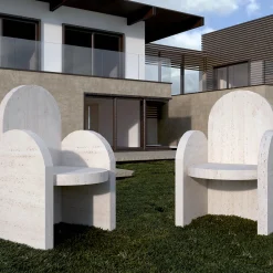 Sedia in Marmo Travertino Portici*Dimarmo