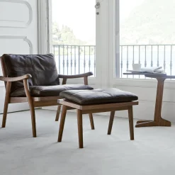 Sedia Lounge 1000 Fast in Pelle Marrone con Struttura in Noce*Vibieffe Outlet