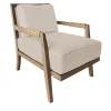 Sedia lounge Dan in pelle beige e legno di frassino marrone chiaro*Garbarino Collections Clearance