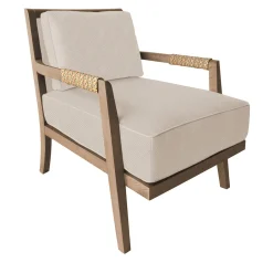 Sedia lounge Dan in pelle beige e legno di frassino marrone chiaro*Garbarino Collections Clearance