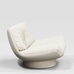 Sedia Lounge Lalea Bouclé pearl bush e pelle soul-white di Artefatto Design Studio*Secolo Online