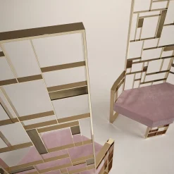 Sedia Lounge MoNDRIAN con Schienale Alto in Ottone Dorato*Galbiati Fratelli Clearance