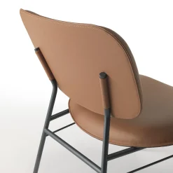 Sedia Lounge Vintage in Pelle Marrone con Struttura in Metallo*Casa Covre Outlet