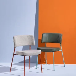 Sedia Marlen Met Im in Tessuto Beige e Metallo Rosso Mattone di EP Studio*TrabA' Outlet