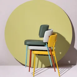 Sedia Marlen Met Im in Tessuto Beige e Metallo Rosso Mattone di EP Studio*TrabA' Outlet