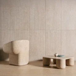 Sedia Scultorea in Marmo Beige Cosimo*Luce Di Carrara Best