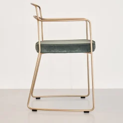 SEDIA SEIDECIMI AUREO VERDE IN OTTONE SPAZZOLATO A MANO*Enrico Girotti Hot