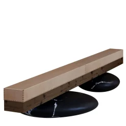 Seduta Pavé Log con basi Big Oval in Nero Marquina e copertura in Cuoio Naturale*Kreoo Outlet