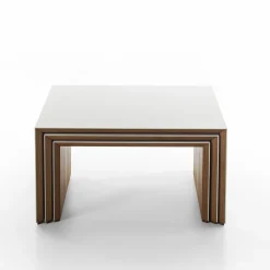 Set di 3 Tavolini a Incastro Trio in Teak Bianco*Gaffuri Sale