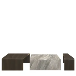 Set di 3 tavolini impilabili in marmo e legno*Morello Gianpaolo Sale