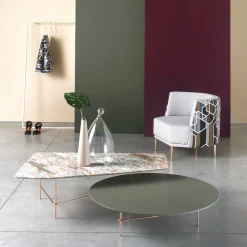 Set di 2 tavolini in marmo Norvegia e Fenix verde*Sitia Outlet