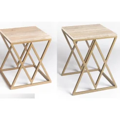 Set di 2 tavolini in travertino Stromboli e Vulcano*La Sartoria del Marmo by Lombardi Marmi Online