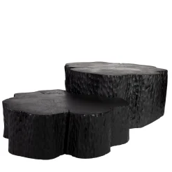 Set di 2 tavolini neri intagliati Eclipse*Omnibus Design Outlet