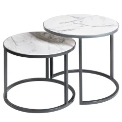Set di 2 tavolini rotondi di Carrara Alicudi e Filicudi*La Sartoria del Marmo by Lombardi Marmi Sale