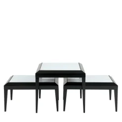 Set di 3 tavolini T143 in ebano nero e marmo di Estremoz*Zanaboni Online