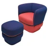 Set di poltrona e pouf Chemise rosso e blu di Studio LI_DO*My Home Sale