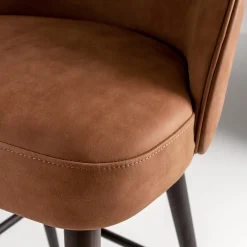 Sgabello Alto LV 101 S in Pelle Nabuk con Gambe in Legno Tinto*Laura Meroni Outlet