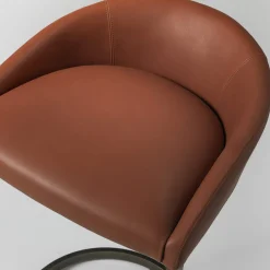 Sgabello alto Sign in pelle marrone con base in ottone finitura bronzo*Emmemobili Clearance