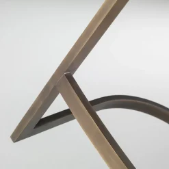 Sgabello alto Sign in pelle marrone con base in ottone finitura bronzo*Emmemobili Clearance