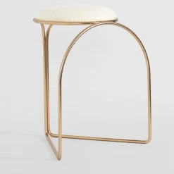 SGABELLO BASSO SCULTOREO FLOW IN ORO E BIANCO*Enrico Girotti Online