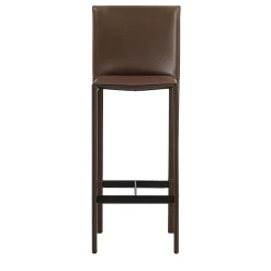 Sgabello da banco Pasqualina in pelle marrone di Grassi&Bianchi*Enrico Pellizzoni