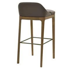 Sgabello da bar Bellagio con schienale basso in legno di frassino e pelle*Morelato Best