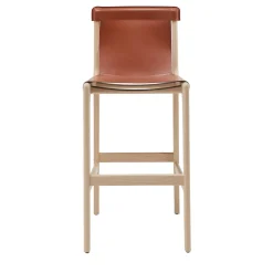 Sgabello da bar Burano/sg 30 in pelle marrone di Balutto Associati*Livoni 1895 Best
