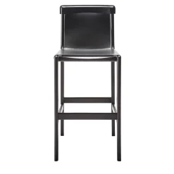 Sgabello da bar Burano/sg 30 in pelle nera di Balutto Associati*Livoni 1895 Sale