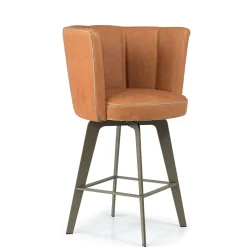 Sgabello da bar girevole Diva in pelle arancione*Borzalino Clearance