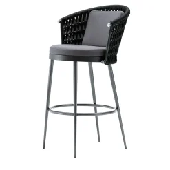 Sgabello da bar in tessuto nero per esterni*Giorgio Collection Hot