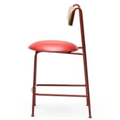 Sgabello da bar Lena Sg-65 rosso e frassino naturale di Designerd*Chairs & More