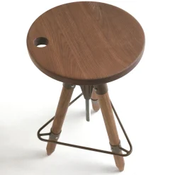 Sgabello da bar regolabile Ello in noce massello e ferro*Riva 1920