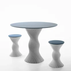 Sgabello e Tavolino Mini Tork Attorcigliato Bianco*Elli