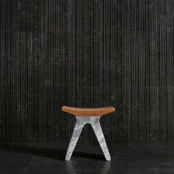 Sgabello in Marmo e Legno Pigreco*Luce Di Carrara Outlet