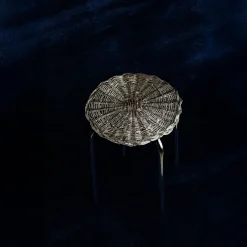 Sgabello in metallo intrecciato placcato argento*Caspal New