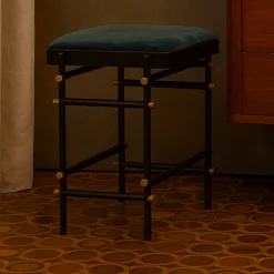 Sgabello in tessuto Blossom Float e ottone nero*Bronzetto Clearance