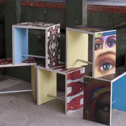 Sgabello Rettangolare Nordico Verace Corni in Legno*Rosanna Contadini Hot