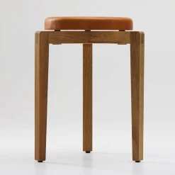 Sgabello rotondo in pelle cognac Gio*Tonucci Collection Best