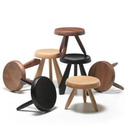 Sgabello Tabouret Berger in rovere nero di Charlotte Perriand*Cassina Best