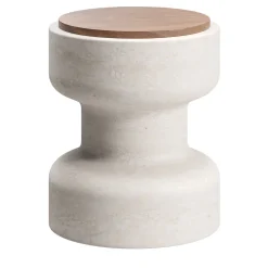 Sgabello Tivoli in travertino e noce di Ivan Colominas*MMairo Online