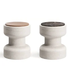 Sgabello Tivoli in travertino e noce di Ivan Colominas*MMairo Online