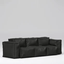 Sibylia Black Leather Sofa*Secolo Hot