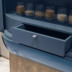 Siona Bar Unit in Legno Laccato Blu e Pelle*Visionnaire Sale